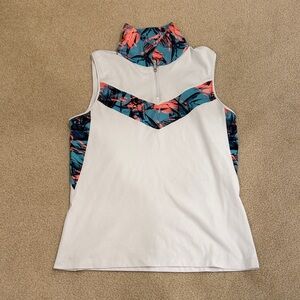 Slazenger White and Coral Collared Golf Tank Top